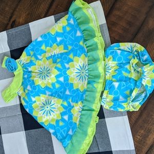 Penelope Mack Baby girl summer dress set, 12 months, blue and green